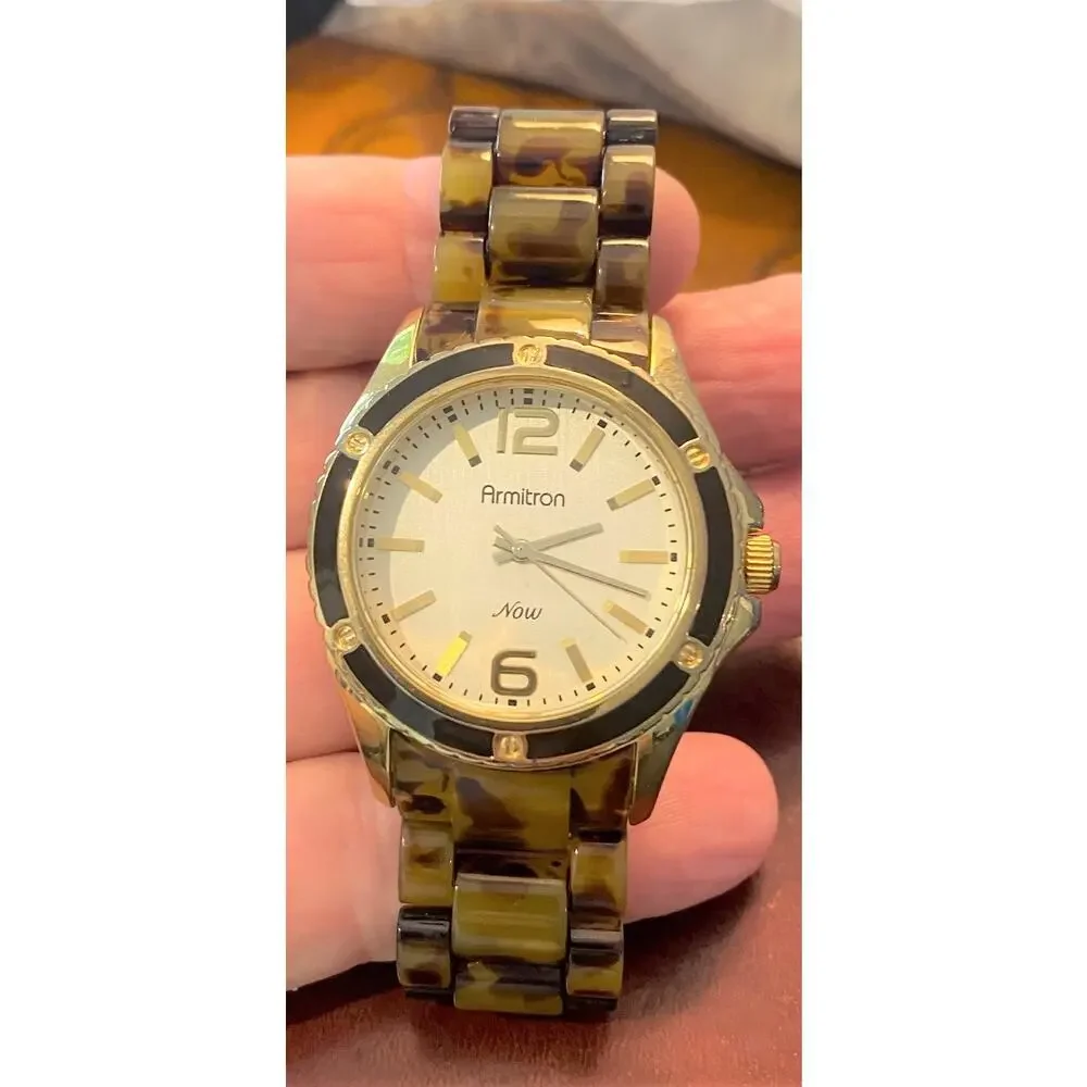 Women's 40mm Armitron Now Watch, Tortoise Look Lucite with Gold Tone Case